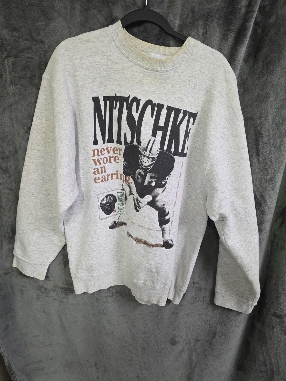 Vintage Grey Graphic Crewneck Sweatshirt - NITSCHKE Print